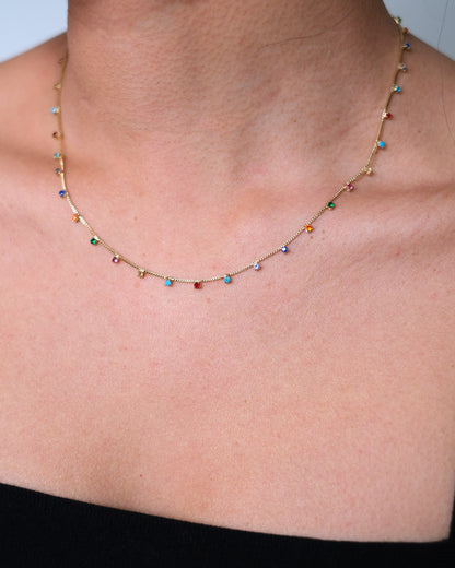 MICRO CUBIC ZIRCONIA COLORED STONES NECKLACE