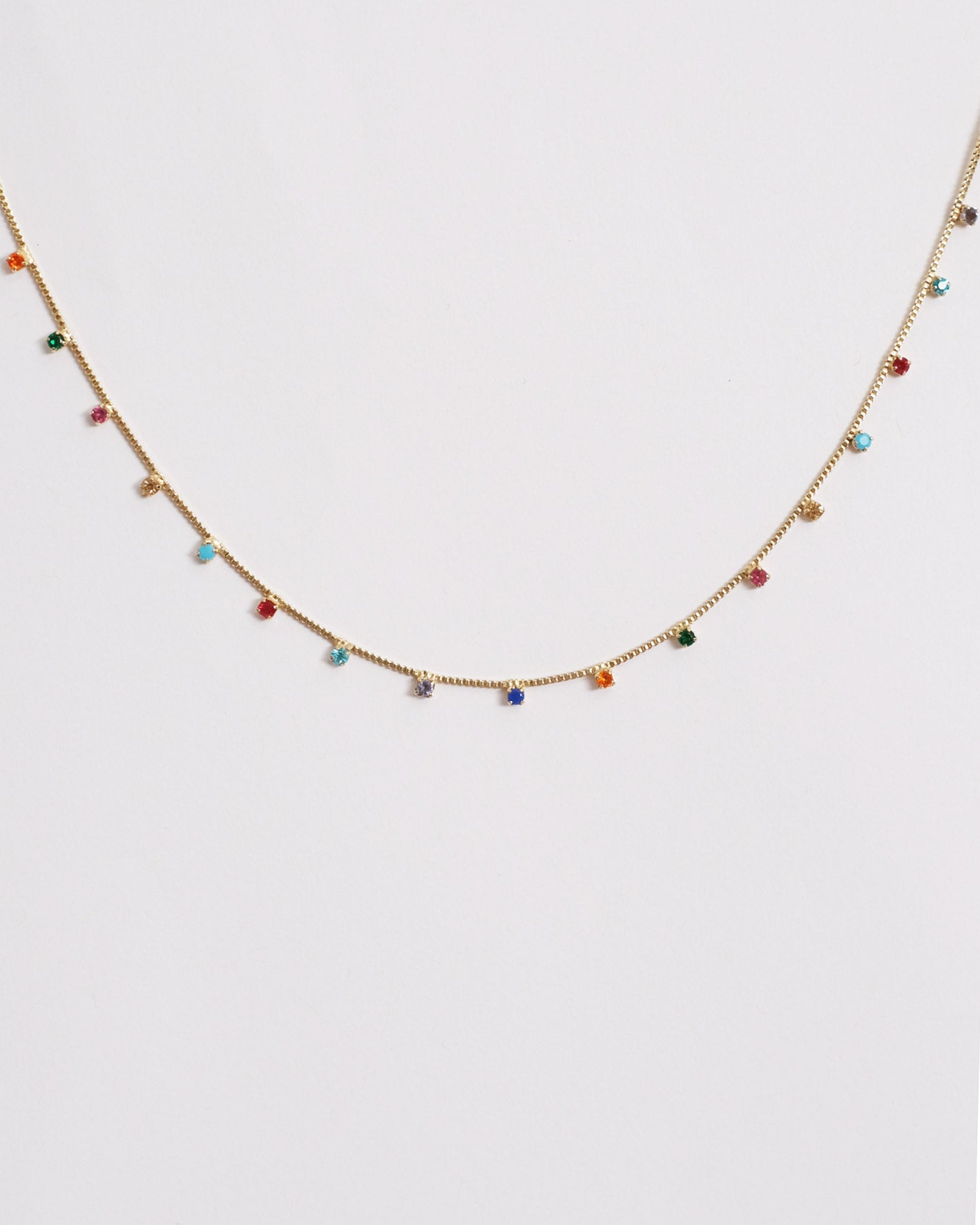 MICRO CUBIC ZIRCONIA COLORED STONES NECKLACE